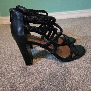 Donald J. Pliner Black Braided Heels